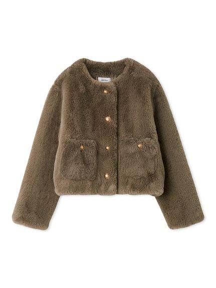 50S～60S　ヴィンテージ　ファー襟付クロップドコート　ベルベット　ジャケット 60s CANDALON Wink ショールカラー フェイクファージャケット